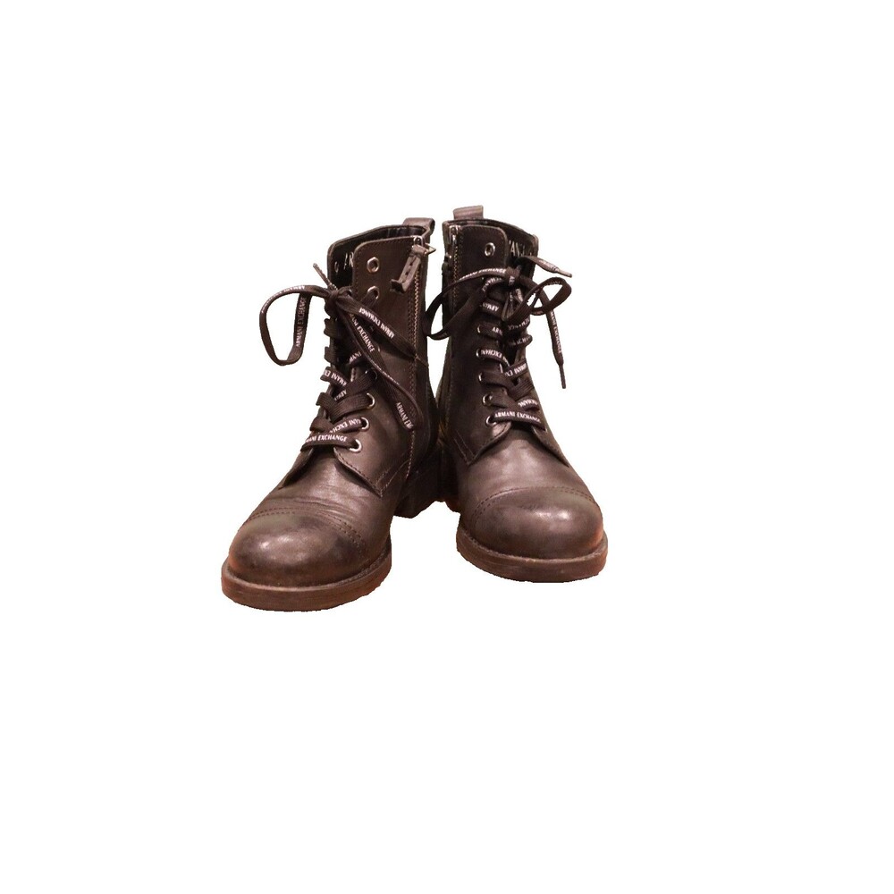 A/X Armani Exchange High Shine Black Combat Boot Size 8
